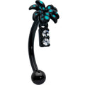 BodyCandy 16G 5/16 Black Night Palm Tree Dangle Curved Eyebrow Ring — main product shot