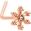 BodyCandy 20G 7.5mm Clear Gem Rosy Tone Sweet Snowflake L Shape Nose Ring — main product shot