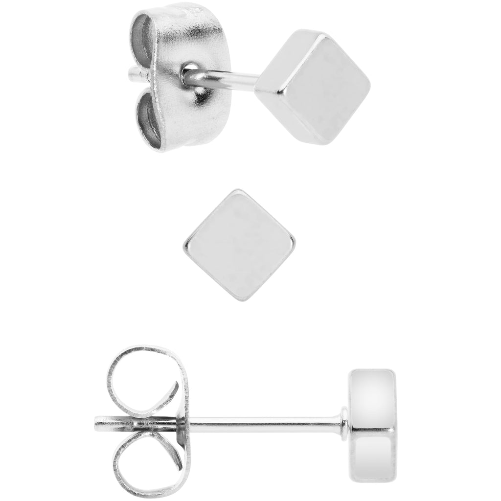 BodyCandy 3mm 4mm 5mm Square 316L Stainless Steel Stud Earrings 3 Pack — lifestyle context