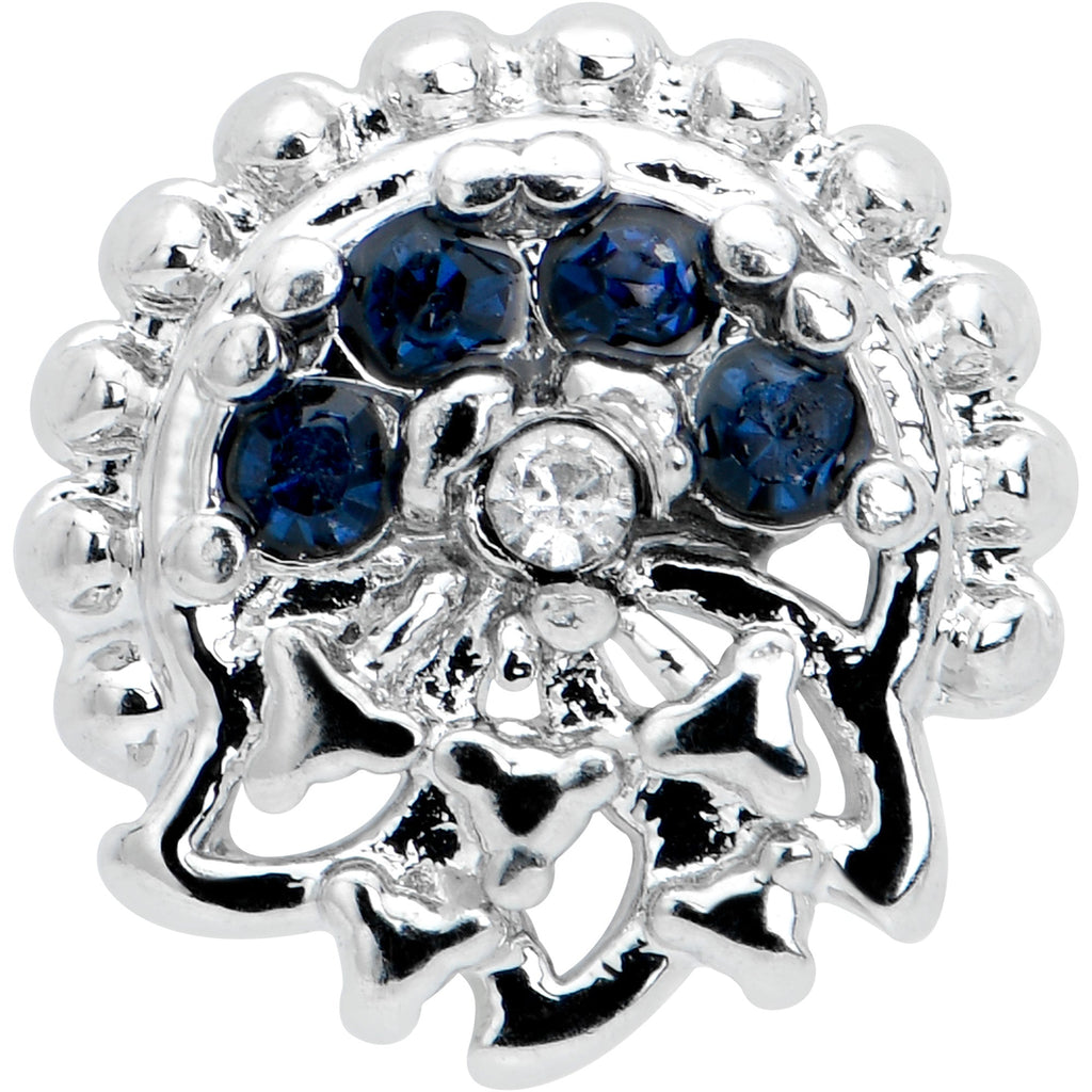 BodyCandy 16G 1/4 Blue Clear Gem Abstract Arch Labret — detail close-up