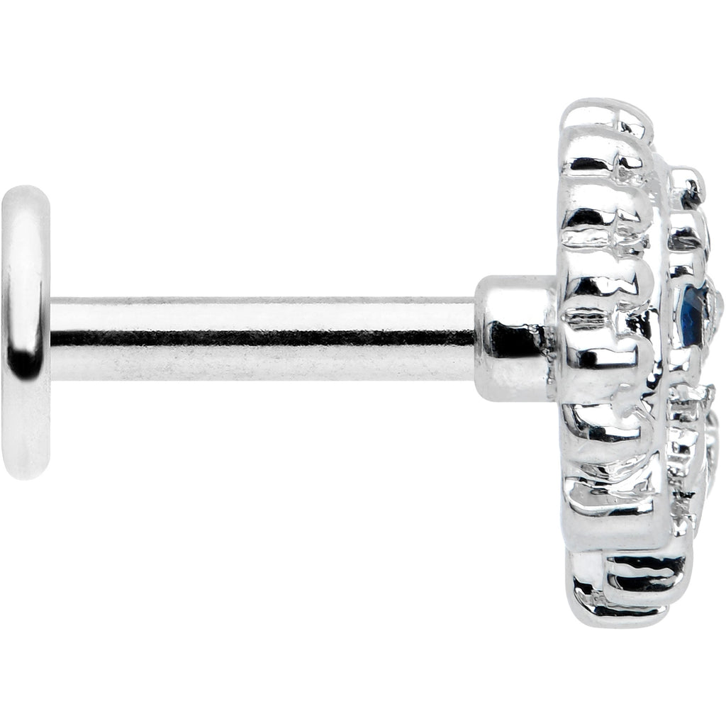 BodyCandy 16G 1/4 Blue Clear Gem Abstract Arch Labret — lifestyle context