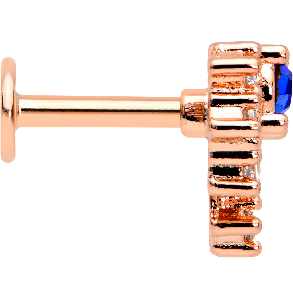 BodyCandy 16G 1/4 Blue Clear Gem Rose Gold Tone Glamour Flare Labret — lifestyle context
