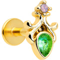 BodyCandy 16G 1/4 Green Gem Gold Tone Shades of Spring Labret — main product shot