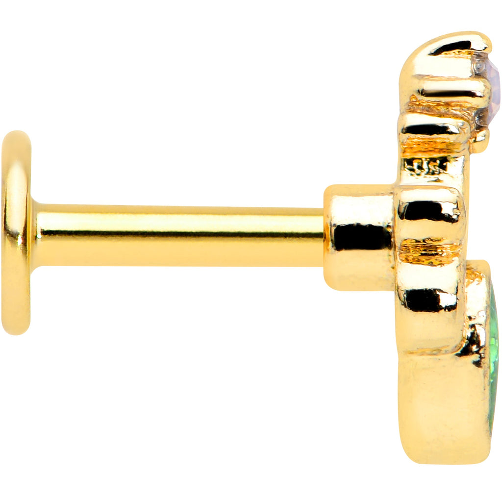 BodyCandy 16G 1/4 Green Gem Gold Tone Shades of Spring Labret — lifestyle context