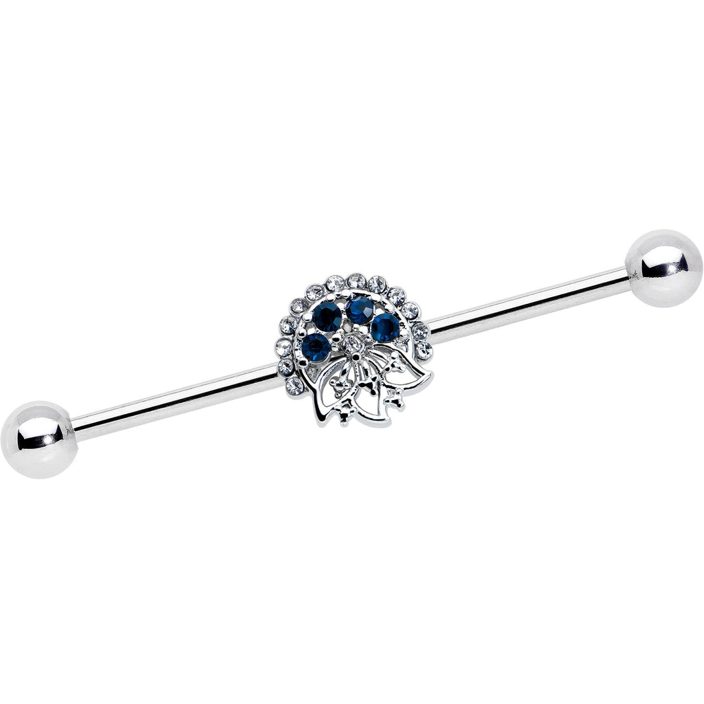 BodyCandy 14G Blue Gem Abstract Arch Industrial Barbell 38mm — main product shot