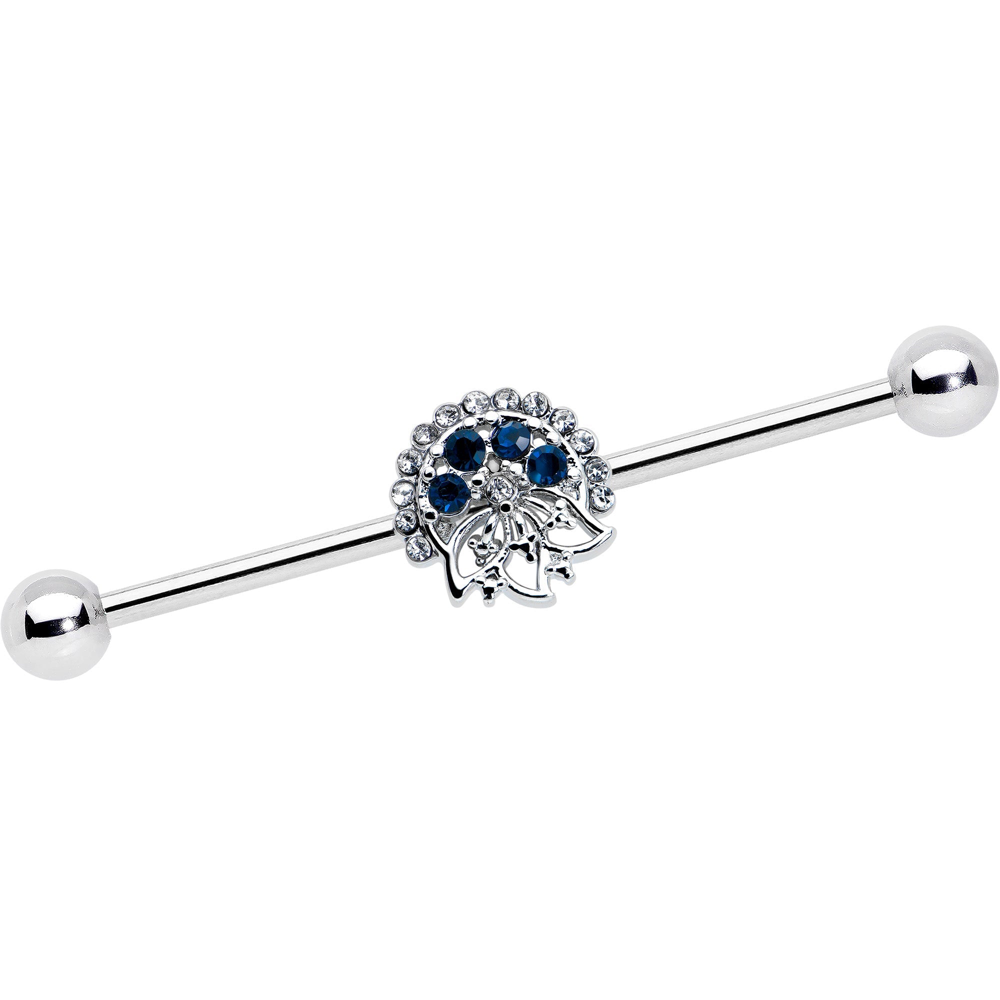 BodyCandy 14G Blue Gem Abstract Arch Industrial Barbell 38mm — main product shot