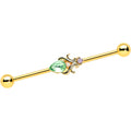 BodyCandy 14G Green Gem Gold Tone Shades of Spring Industrial Barbell 38mm — main product shot