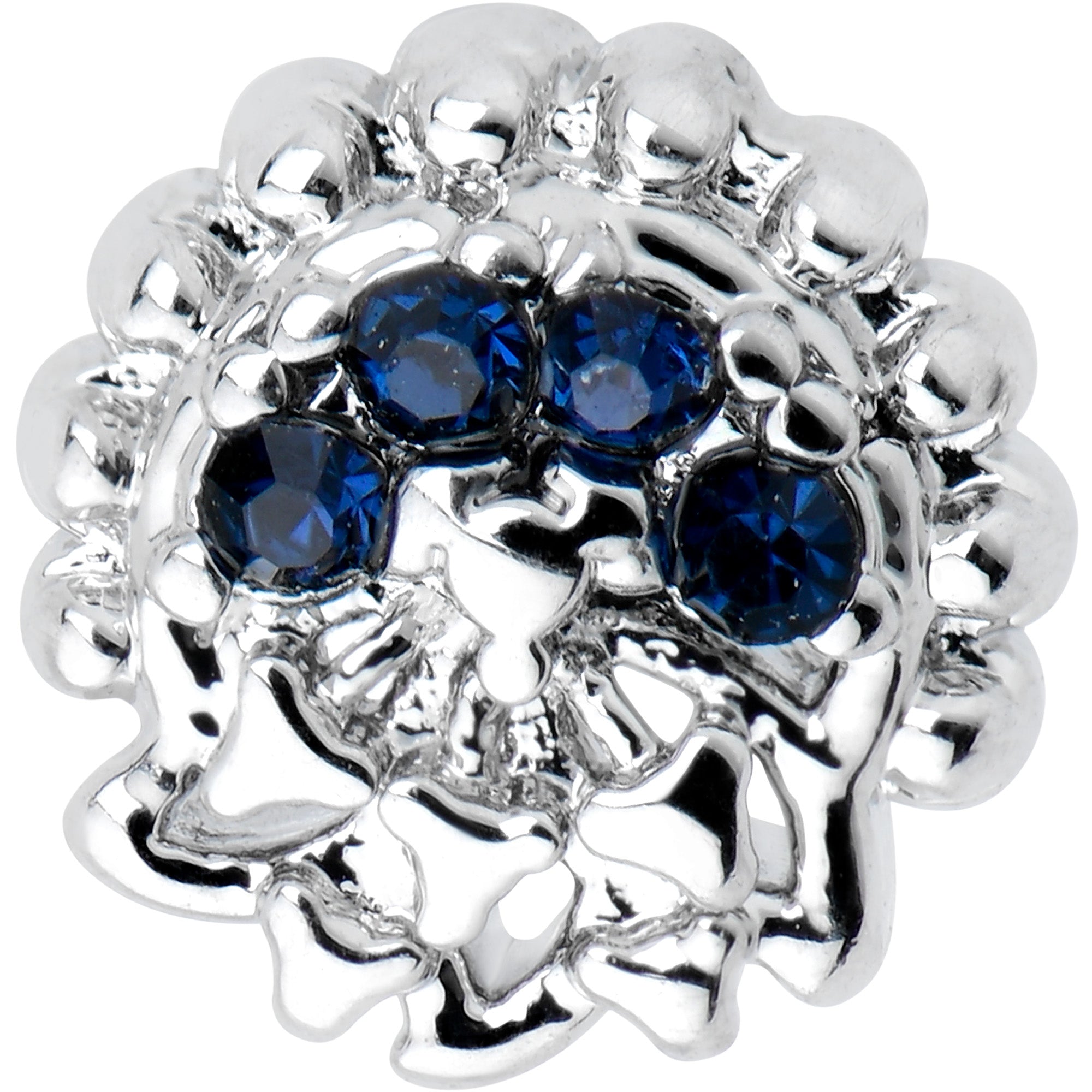BodyCandy 20G 7mm Blue Clear Gem Abstract Arch L Shape Nose Ring — detail close-up