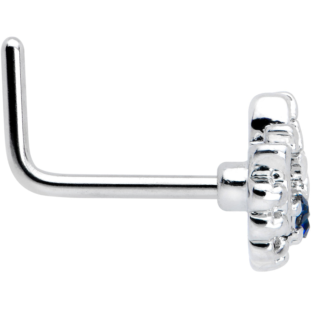 BodyCandy 20G 7mm Blue Clear Gem Abstract Arch L Shape Nose Ring — lifestyle context
