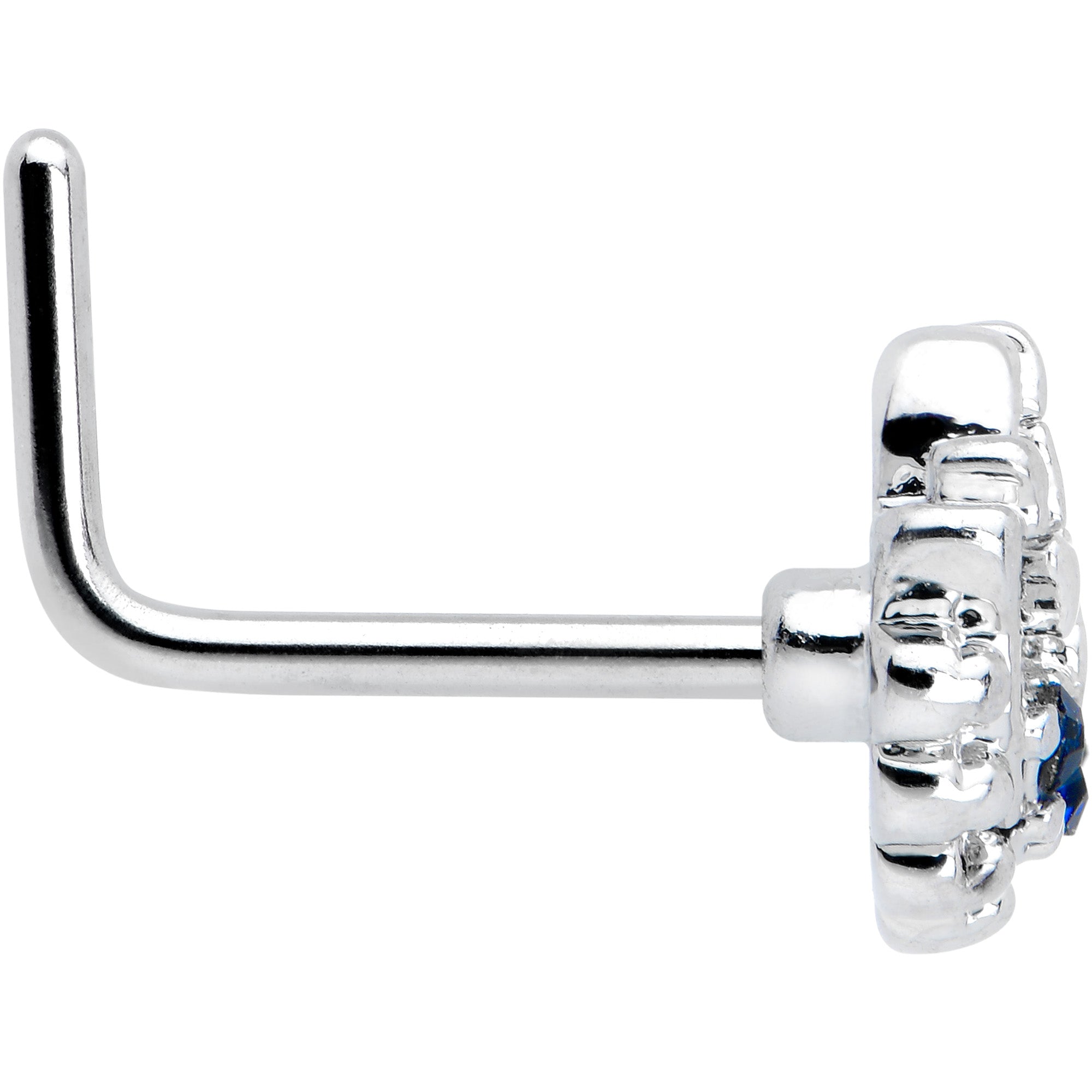 BodyCandy 20G 7mm Blue Clear Gem Abstract Arch L Shape Nose Ring — lifestyle context