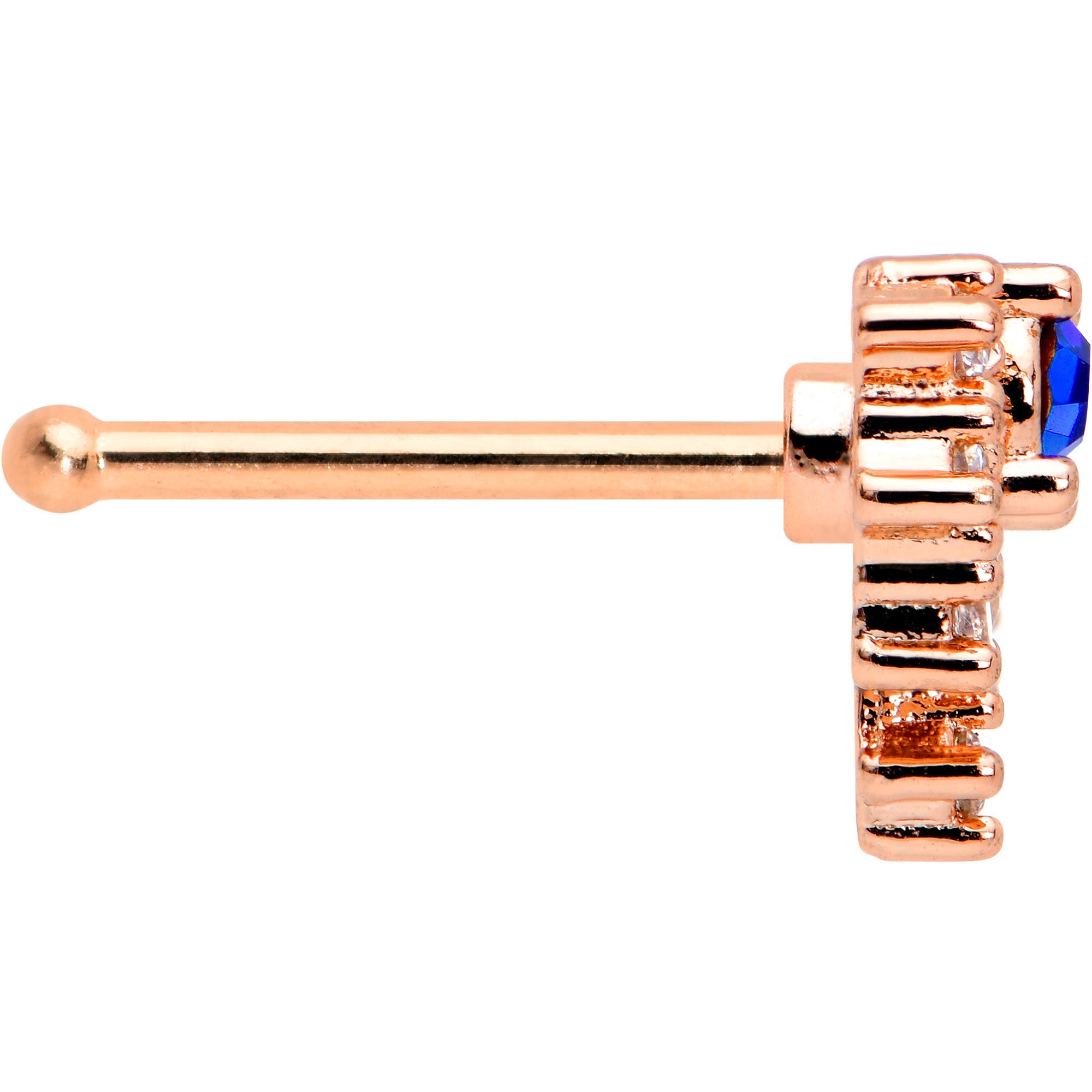 BodyCandy 20G 1/4 Blue Clear Gem Rose Gold Tone Glamour Flare Nose Bone — lifestyle context