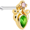 BodyCandy 20G 1/4 Green Gem Shades of Spring Golden Nose Bone — main product shot