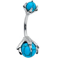BodyCandy Blue Turquoise Skeleton Hand Halloween Double Mount Belly Ring — main product shot