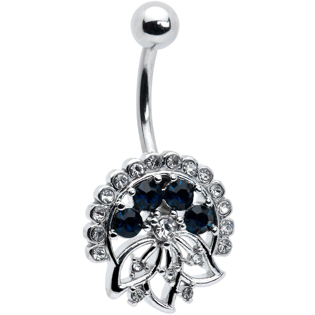BodyCandy Clear Blue Gem Abstract Arch Belly Ring — main product shot
