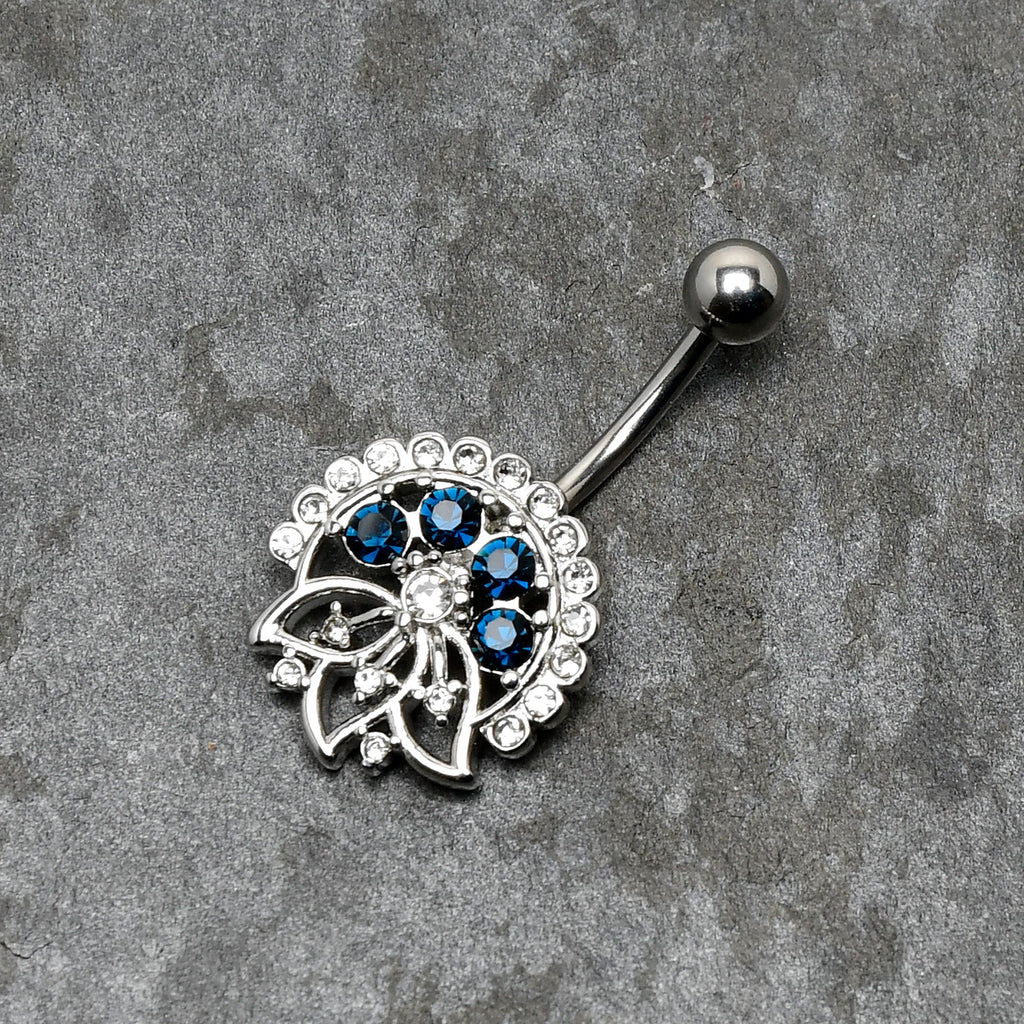 BodyCandy Clear Blue Gem Abstract Arch Belly Ring — back view