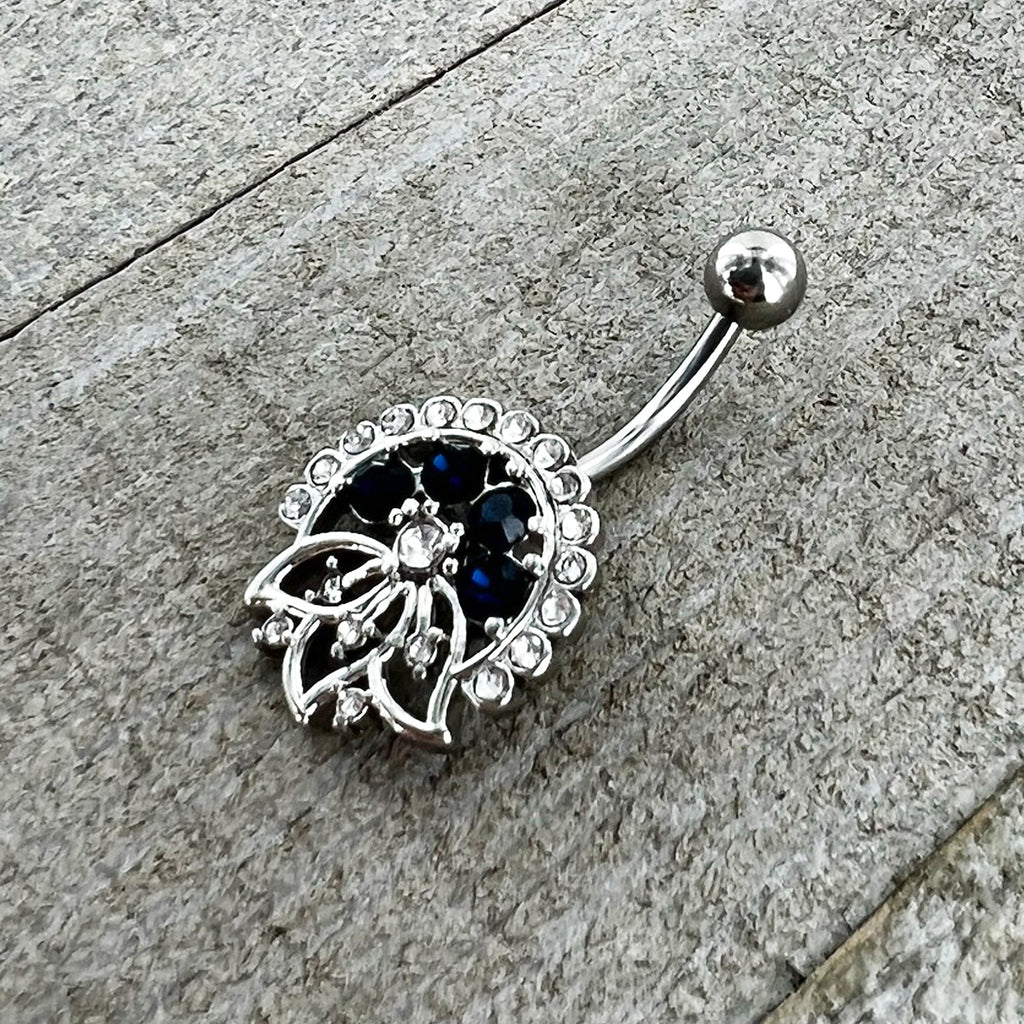 BodyCandy Clear Blue Gem Abstract Arch Belly Ring — size reference