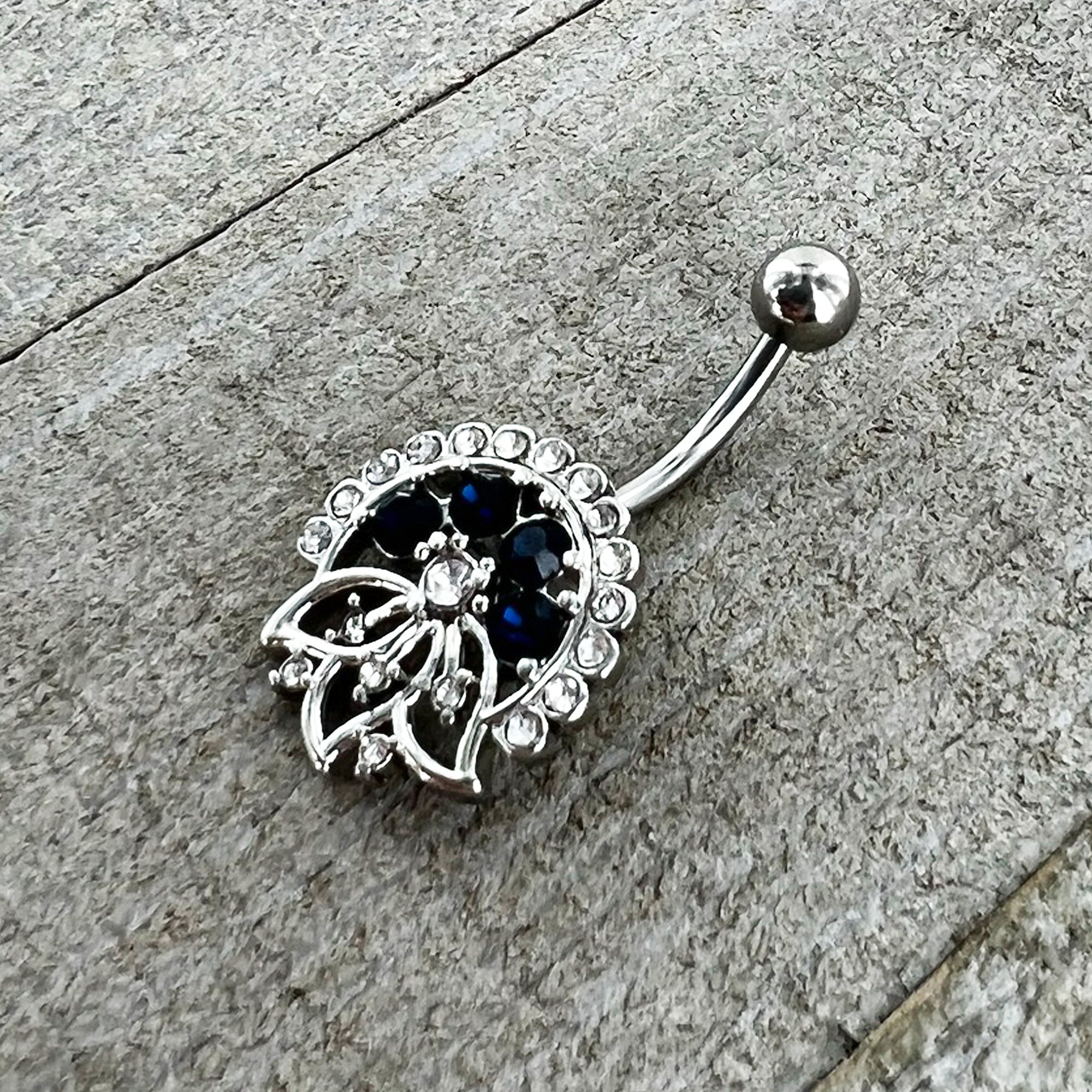 BodyCandy Clear Blue Gem Abstract Arch Belly Ring — size reference
