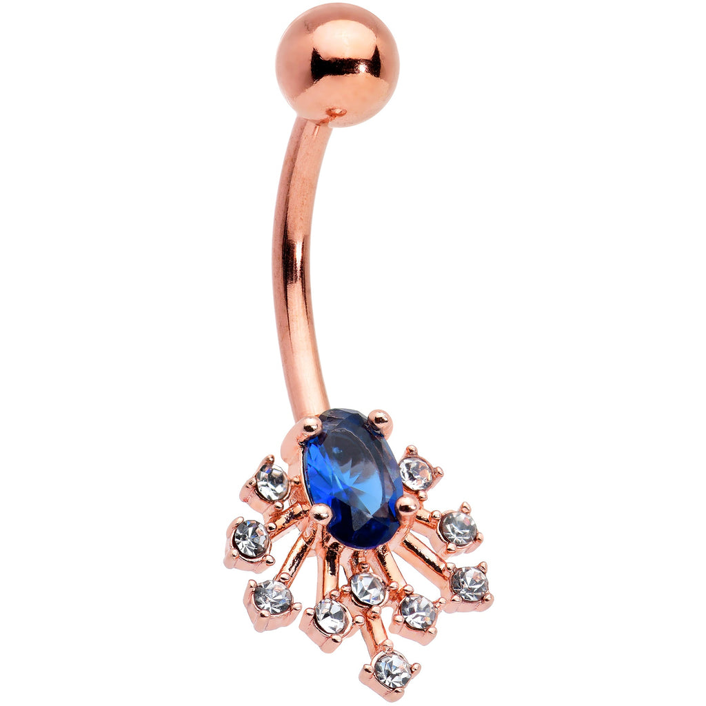 BodyCandy Clear Blue Gem Rose Gold Tone Glamour Flare Belly Ring — main product shot