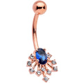 BodyCandy Clear Blue Gem Rose Gold Tone Glamour Flare Belly Ring — main product shot