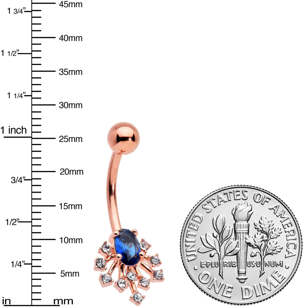 BodyCandy Clear Blue Gem Rose Gold Tone Glamour Flare Belly Ring — lifestyle context