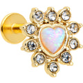 BodyCandy 16G 5/16 White Faux Opal Gold Tone Sun Heart Labret Monroe Tragus — main product shot