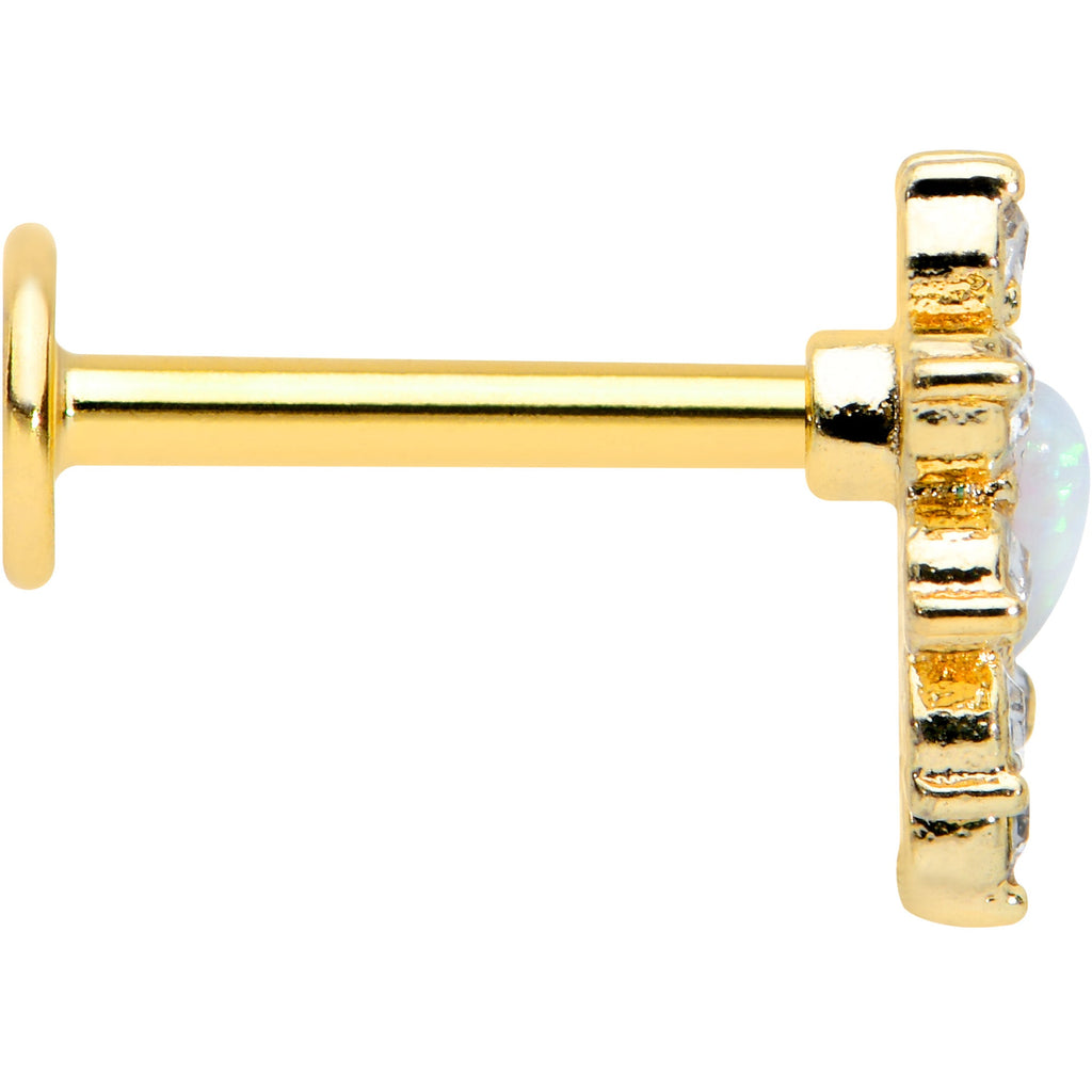 BodyCandy 16G 5/16 White Faux Opal Gold Tone Sun Heart Labret Monroe Tragus — lifestyle context