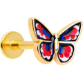 BodyCandy 16G 5/16 Gold Tone Red White Blue Butterfly Labret Monroe Tragus — main product shot