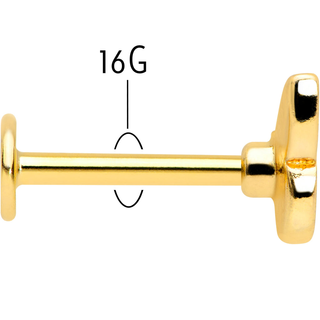 BodyCandy 16G 5/16 Gold Tone Red White Blue Butterfly Labret Monroe Tragus — back view