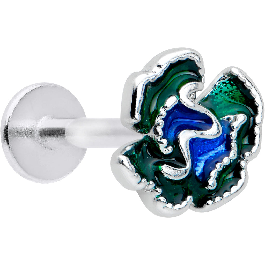 BodyCandy 16G 5/16 Spring Flower Green Blue Labret Monroe Tragus — main product shot