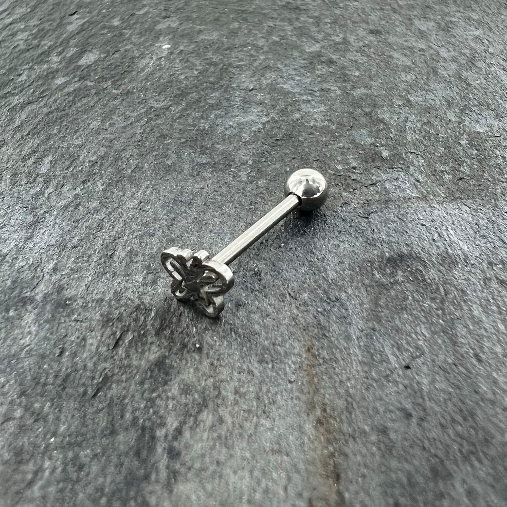BodyCandy Simply Elegant Butterfly Barbell Tongue Ring — alternative angle