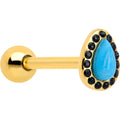 BodyCandy Gold Tone Southwestern Style Blue Drop Barbell Tongue Ring — main product shot