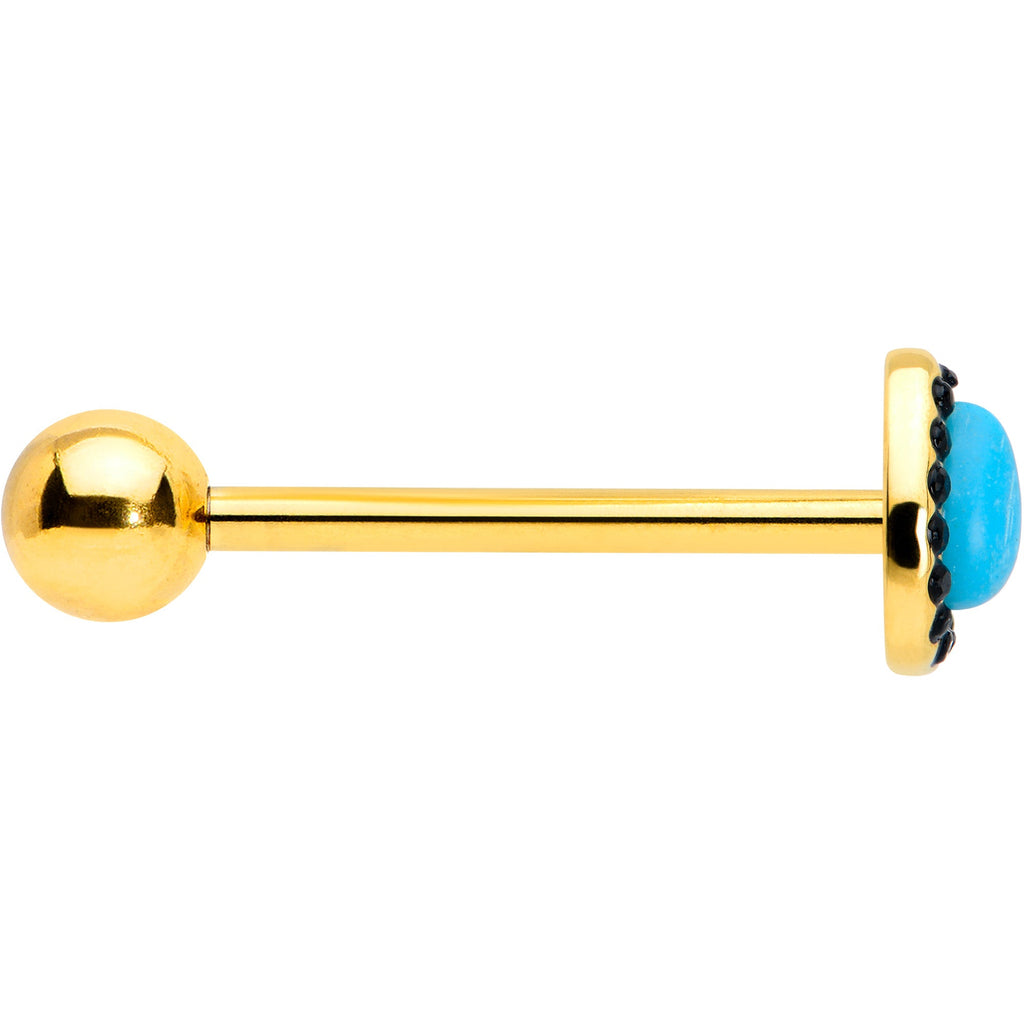 BodyCandy Gold Tone Southwestern Style Blue Drop Barbell Tongue Ring — lifestyle context