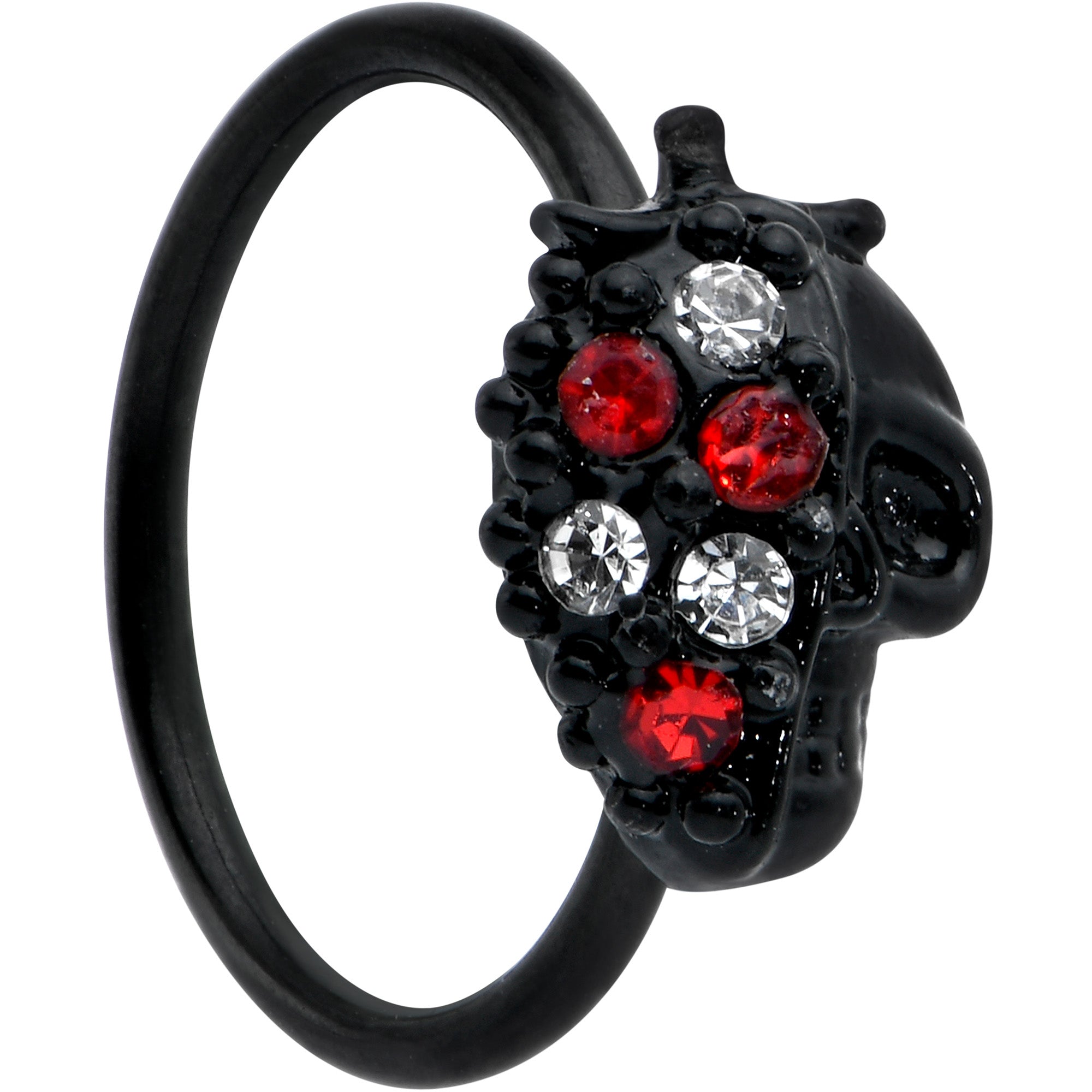 BodyCandy 20G 5/16 Red Clear Gem Black Skull Halloween Nose Hoop — main product shot