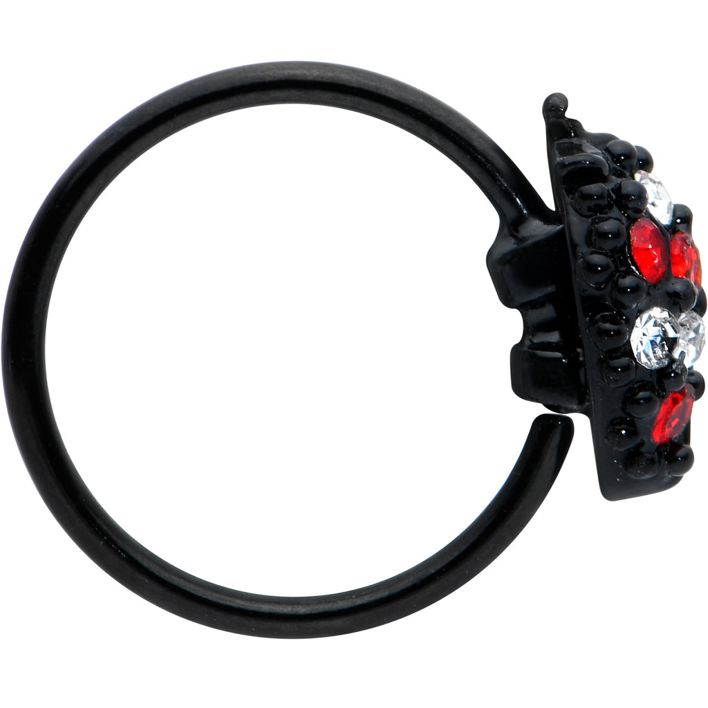 BodyCandy 20G 5/16 Red Clear Gem Black Skull Halloween Nose Hoop — lifestyle context