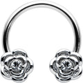 BodyCandy 16G 3/8 Textured Blooming Flowers Horseshoe Circular Barbell — main product shot