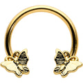 BodyCandy 16G 3/8 Gold Tone Burnished Butterflies Horseshoe Circular Barbell — main product shot