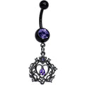 BodyCandy Purple Gem Black Regal Crown Dangle Belly Ring — main product shot