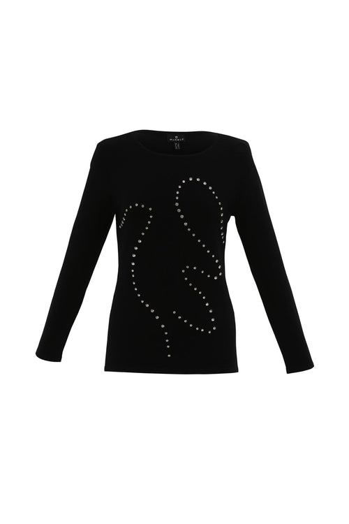 KADOU BOUTIQUE Rhinestone Holiday Sweater — detail close-up