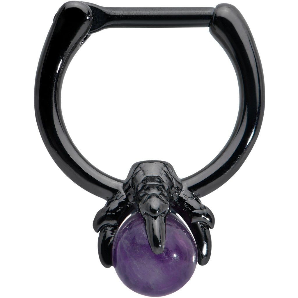 BodyCandy 16G 5/16 Purple Amethyst Stone Black Claw Hand Cartilage Clicker — main product shot