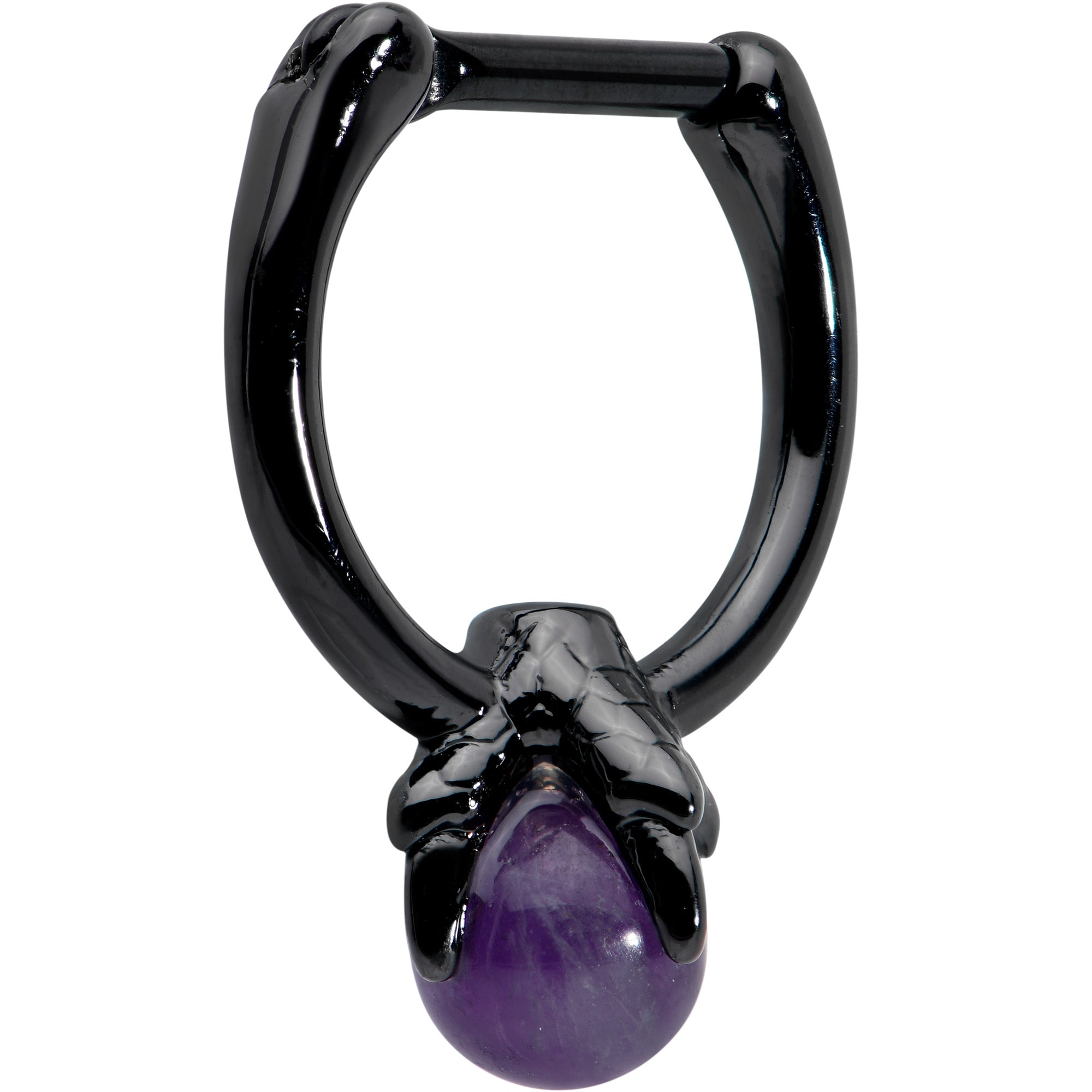 BodyCandy 16G 5/16 Purple Amethyst Stone Black Claw Hand Cartilage Clicker — lifestyle context