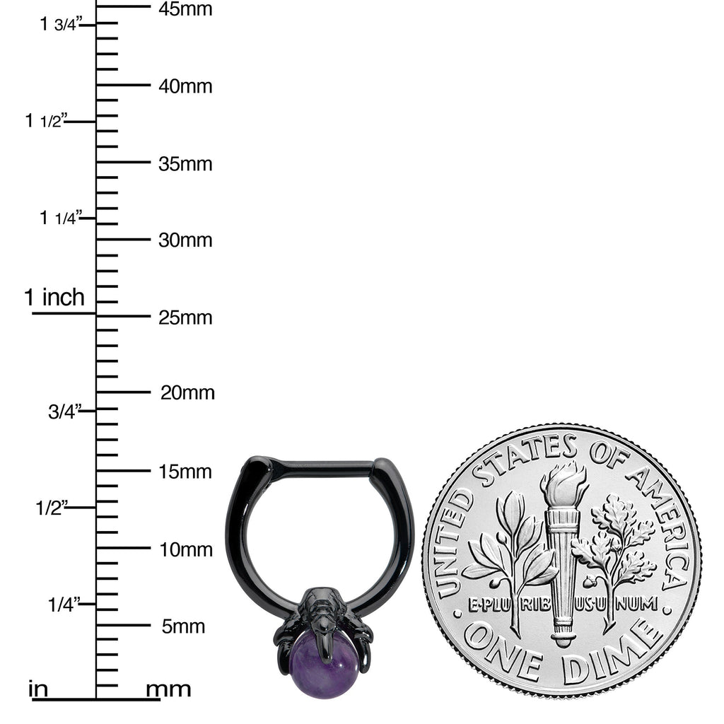 BodyCandy 16G 5/16 Purple Amethyst Stone Black Claw Hand Cartilage Clicker — side view