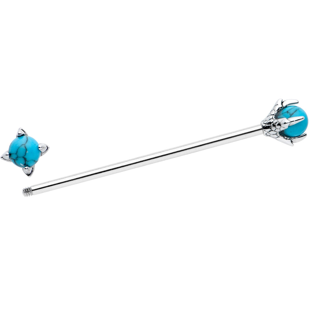 BodyCandy 14G Blue Turquoise Stone Claw Hands Industrial Barbell 38mm — lifestyle context