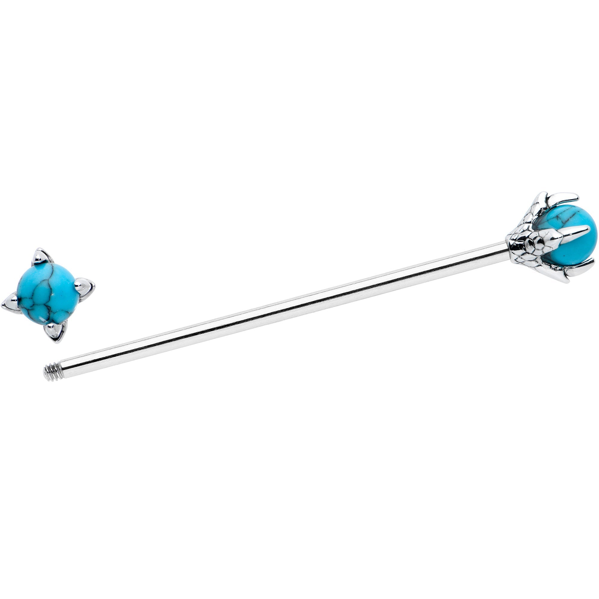 BodyCandy 14G Blue Turquoise Stone Claw Hands Industrial Barbell 38mm — lifestyle context