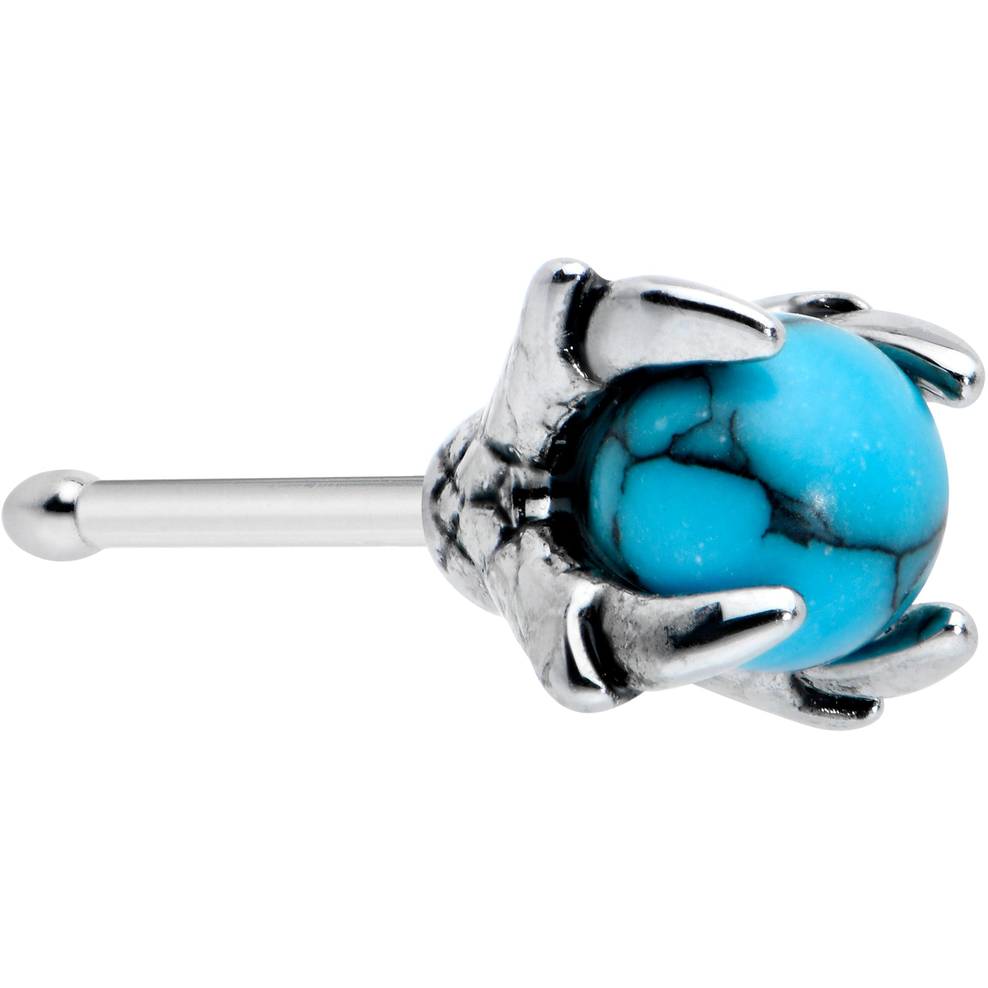 BodyCandy 20G 1/4 Blue Turquoise Claw Hand Halloween Nose Bone — main product shot