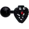 BodyCandy 16G 1/4 Red Clear Gem Black Heart Key Cartilage Tragus Earring — main product shot