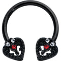 BodyCandy 16G 3/8 Clear Red Gem Black Key Heart Horseshoe Circular Barbell — main product shot