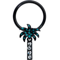 BodyCandy 16G 3/8 Clear Gem Black Night Palm Tree Dangle BCR Captive Ring — main product shot
