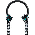 BodyCandy 16G 3/8 Clear Gem Black Night Palm Tree Dangle Horseshoe — main product shot