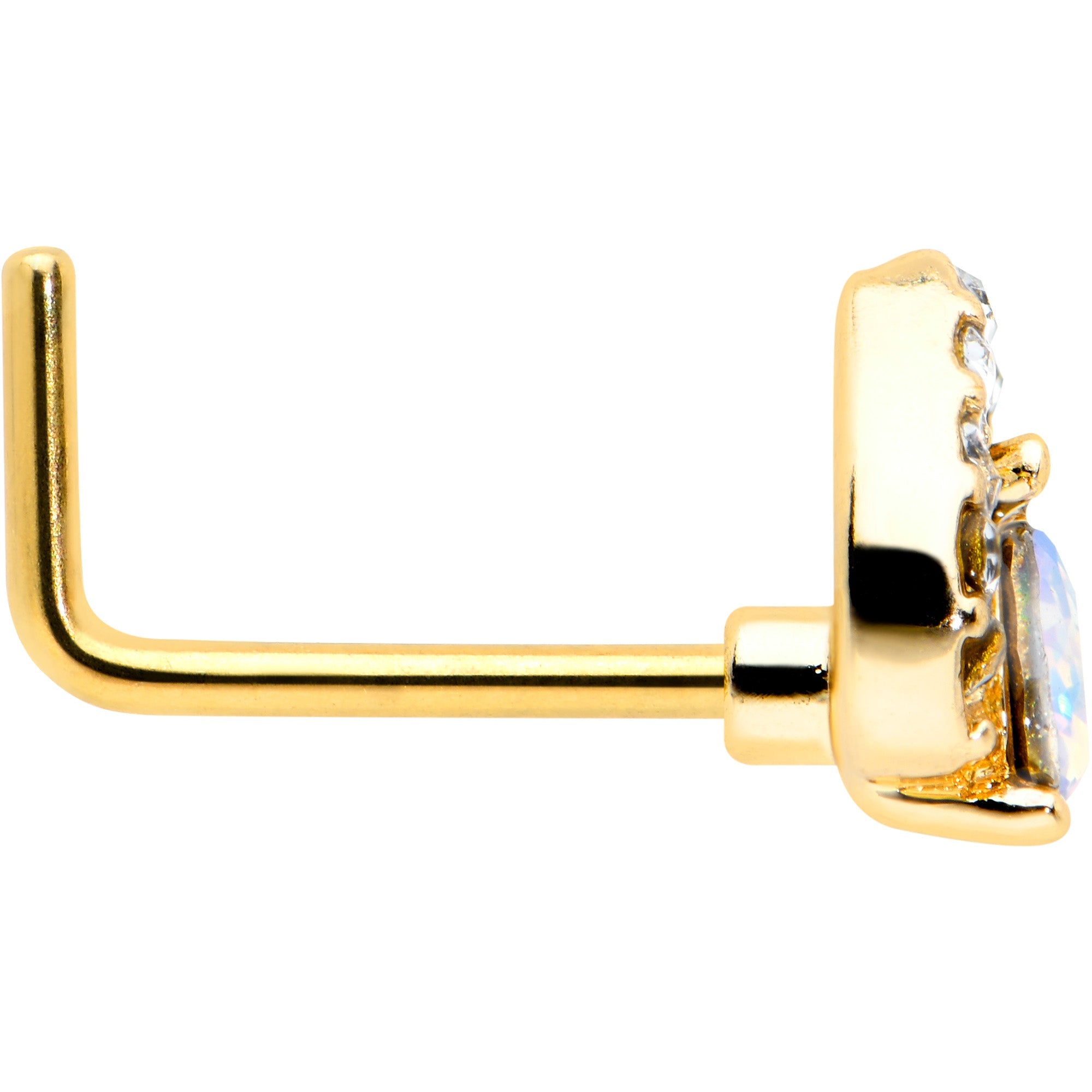 BodyCandy 20G 1/4 Aurora Gem Gold Tone Rococo Heart L Shape Nose Ring — lifestyle context
