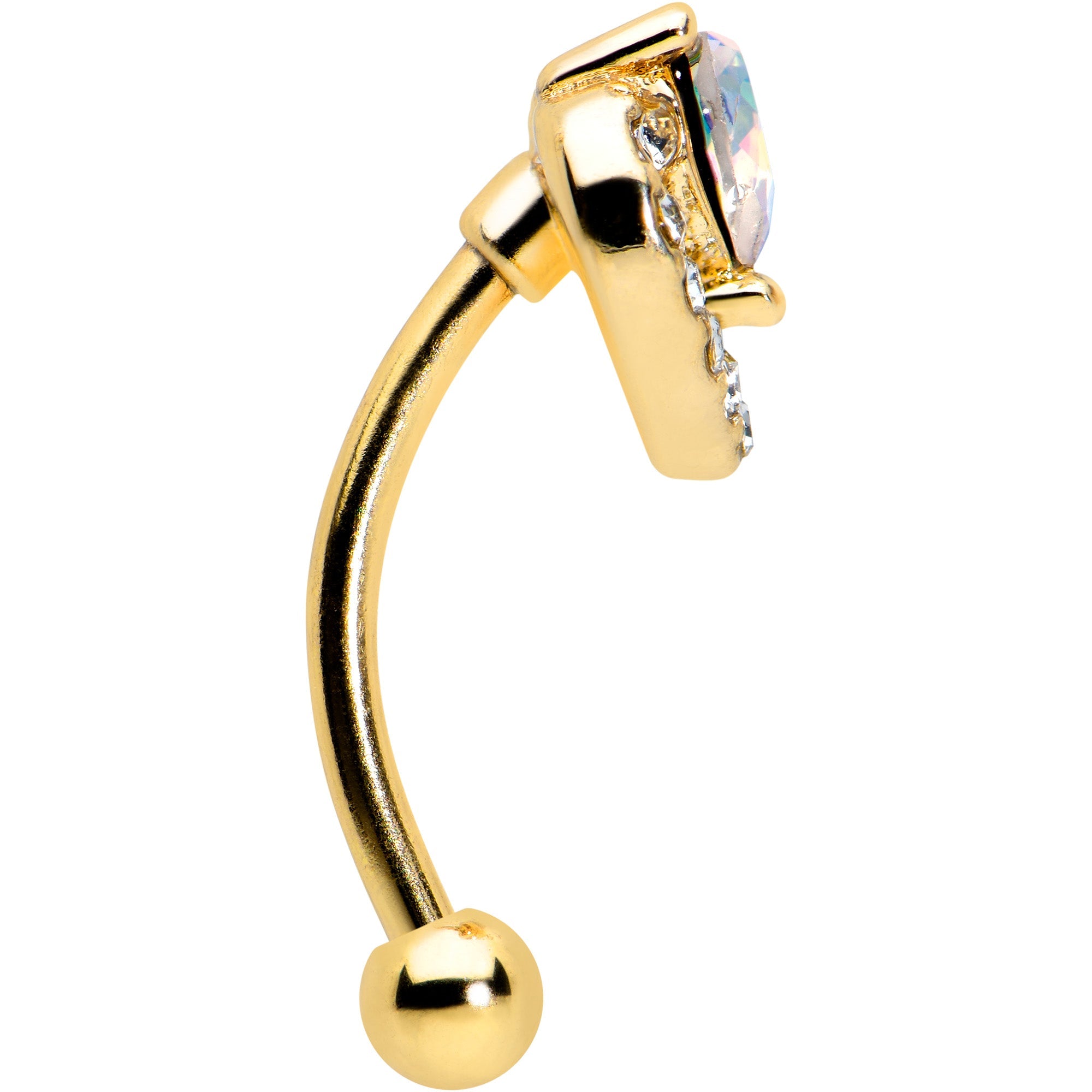 BodyCandy 16G 5/16 Aurora Gem Gold Tone Rococo Heart Curved Eyebrow Ring — lifestyle context
